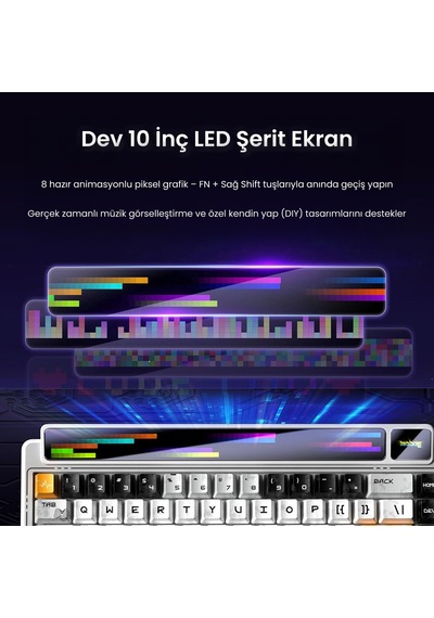 Leobog Amg65 Mekanik Klavye Led Matrix Ekranlı Jasper Switch Rgb Hot-swap Oyuncu Klavyesi Turuncu