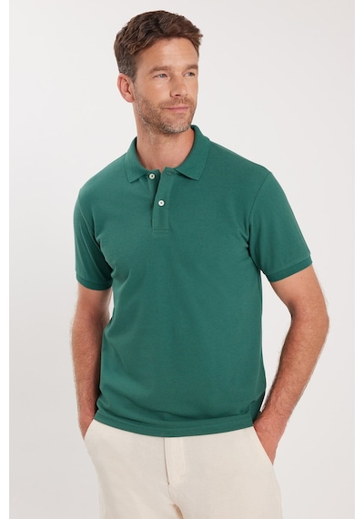 Tudors Erkek Slim Fit Dar Kesim Premium Seri %100 Pamuk Yumuşak Dokulu Merserize Yeşil Polo Yaka Tişört -50909