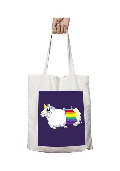 Art Hediye Unicorn Gökkuşağı Osuruk İki Tarafı Kalıcı Baskılı Yıkanabilir Okul Plaj Omuz Bez Çantası Çok Renkli