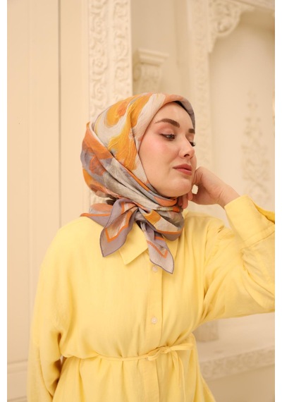 Silk Home Olinda İpek Eşarp 47001-16 Lila, Turuncu, Yanık Sarı, Bordo, Buz Mavi