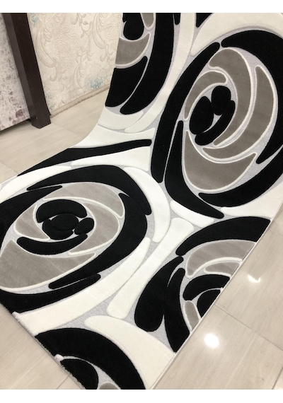 Kaşmir Halı Jade 146X233 Je 0018-03 Siyah Beyaz 4 M2 Halı !