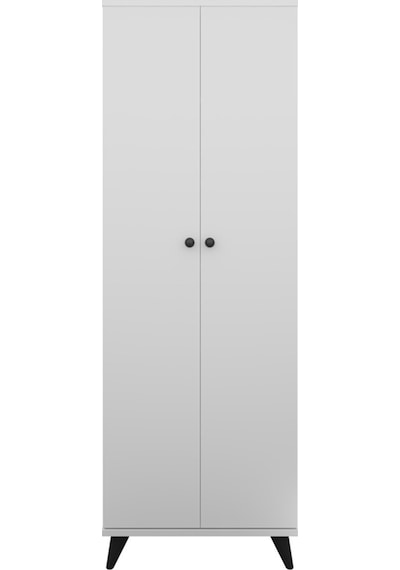 Simple Çok Amaçlı Dolap 5 Raflı 2 Kapaklı 60x30x176 Beyaz Beyaz