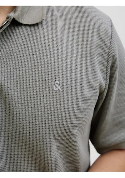 Jack & Jones Jack Jones Erkek Fermuar Detaylı Polo Yaka Tişört 12279177 Gri