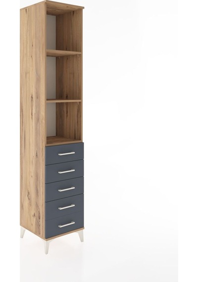 Hyperion Dolap 3 Raflı 5 Çekmeceli 44x44x221 Çam-antrasit Atlas Çam