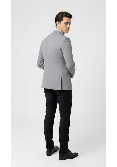Plus Scorpion Plus Scorpıon Erkek Açık Füme Slim Fit Blazer Ceket Tek Düğme, Modern Kesim Füme