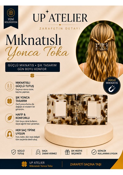 Mıknatıslı Kemik Kare Toka 6cm Kahverengi