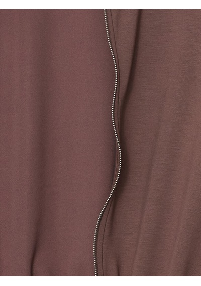 Lcwaıkıkı Classic Kahverengi Dik Yaka Oversize Kadın Fermuarlı Sweatshirt