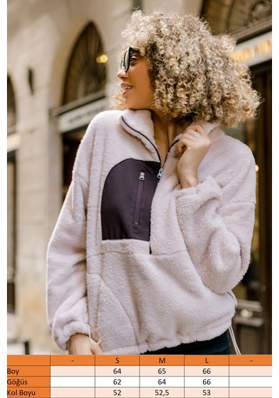 Scorp Fever Kadın Peluş Sweatshirt Bej Standart Çok Renkli