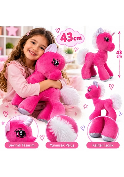 Oyuncak Sevimli Unicorn At Pony 43 Cm My Little Pony Oyun Arkadaşı Hediyelik Peluş Pembe