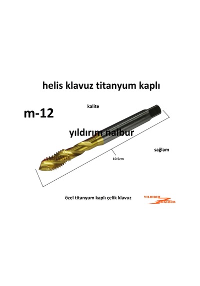 Helis Kılavuz M-12 Titanyum Kaplı Sağlam Diş Açma Klavuz