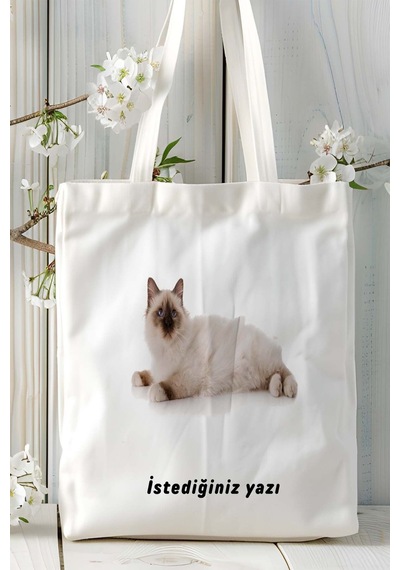 Art Hediye Birman Kedisi Kedi Kişiye Özel Baskılı Omuz Çanta Desen 1 Çok Renkli