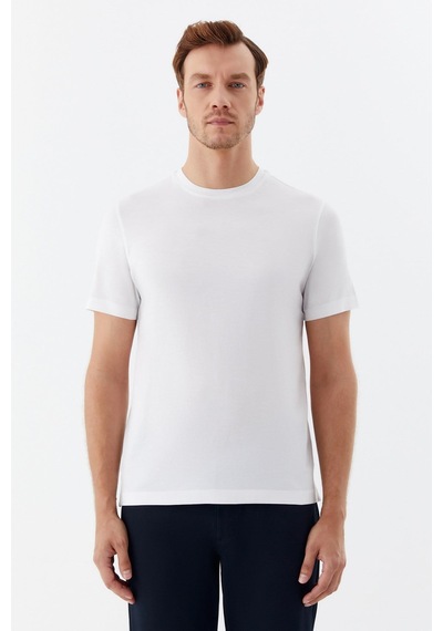 Sabri Özel Bisiklet Yaka Basic Erkek T-shirt Beyaz