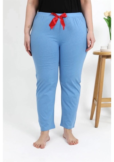 Mtm My The Mall Kadın Pamuklu Büyük Beden Alt Pijama Mavi Mavi