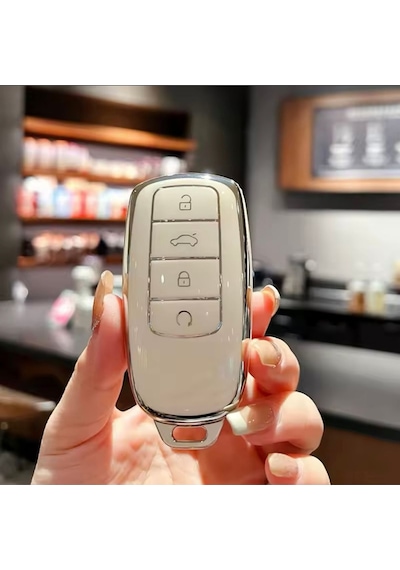 Chery Tiggo 8 Pro Max Beyaz-silver Anahtar Kılıfı