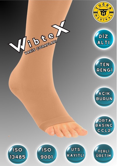Diz Altı Variss Çorabı Ten Rengi Açık Burun Orta Basınçlı Ccl2