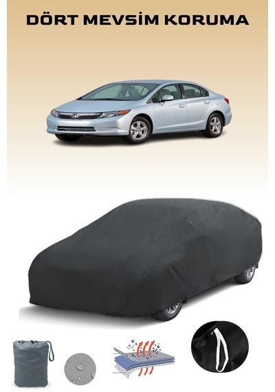 Siyah, Honda Cıvıc Sedan Natural Gas 2012 - 2016, Araba Brandası, Oto Örtüsü, Araba Çadırı Siyah