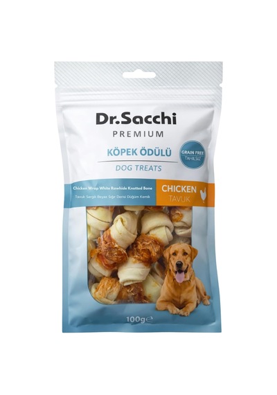 Dr. Premium Tavuk Sargılı Beyaz Sığır Derisi Düğüm Kemik Tahılsız Köpek Ödülü 2 12-13 Gr 8'li