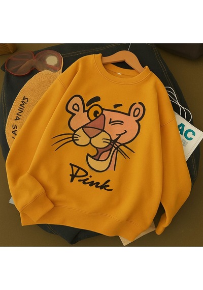Benroma Pink Baskılı Unisex Sweatshırt Sarı