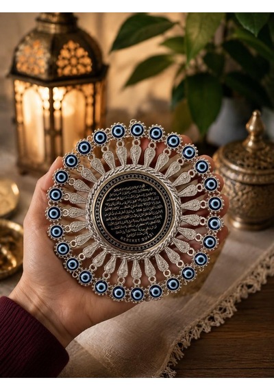 Bereket Duası Zamak Duvar Süsü Nazar Boncuklu Dekoratif Duvar Aksesuarı