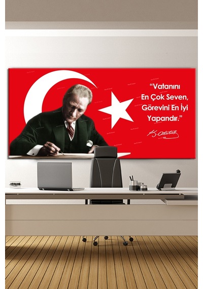 Atatürk Makam Panosu Tablosu Kanvas Tablo Resmi Kurumlar Okullar 75 x 145