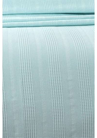 Tek Kişilik İki Renk Dantelli Petek Pike -waffle Dokuma Pike-160x230 Cm Bebe Mavisi
