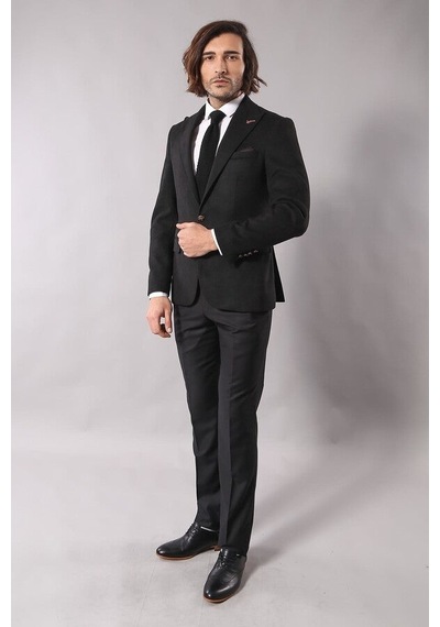 Wessi Tek Düğme Slim Fit Siyah Ceket Siyah