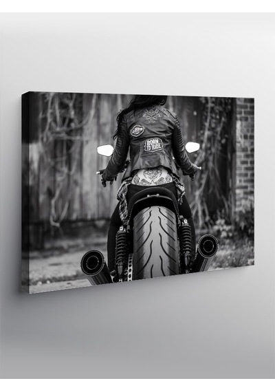 Kanvas Tablo Motosikletçi Ve Siyah Deri
