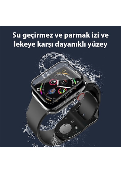 Apple Uyumlu  Watch 7 45Mm Ekran Koruyucu 3D Kavisli Tam Kaplama Pmma-Siyah