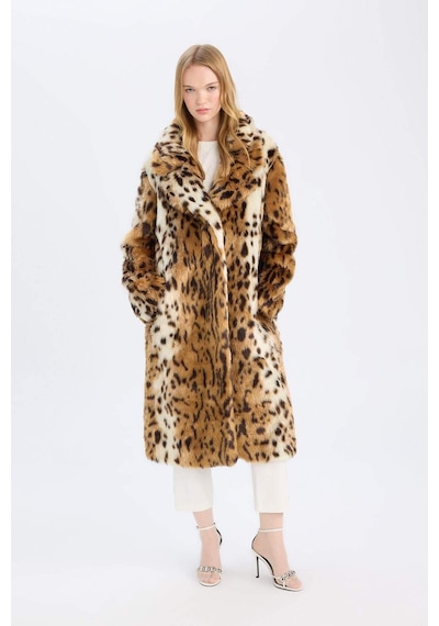 DeFacto Relax Fit Leopar Desenli Ceket Yaka Cepli Uzun Suni Kürk Kaban D4005AX24WNBN561 Kahve DeFacto Relax Fit Leopar Desenli Ceket Yaka Cepli Uzun Suni Kürk Kaban D4005AX24WNBN561 Kahve