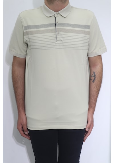 Santa Dmc Tekstil Erkek Cepsiz Desenli Spor Kesim Rahat Kalıp Polo Yaka T-shirt Koyu Bej