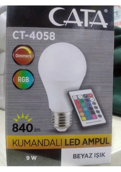 Uzaktan Kumandalı Led Ampul Çok Renkli Ampul 9w E27, Ca-4058 Genel