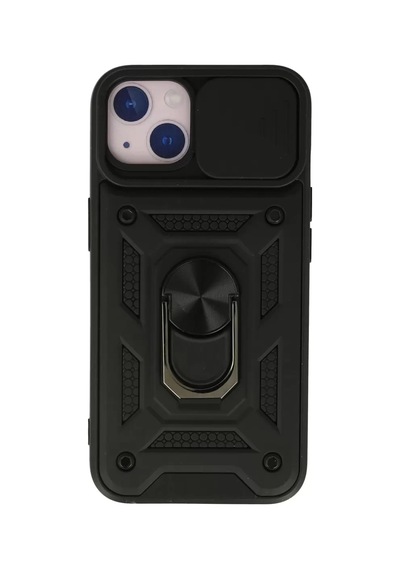 Newface Apple İphone 15 Kılıf Pars Lens Yüzüklü Silikon - Siyah