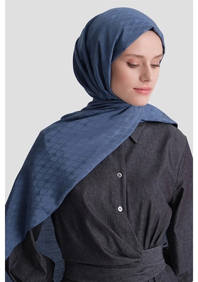 Armine Elegance Pamuk - İpek Şal P3001 İndigo Mavi