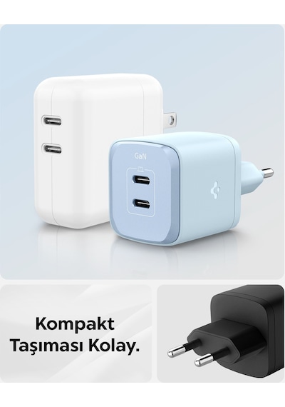 Spigen Arcstation Pro Gan 452 45w 2 Port Usb-c Güç Adaptörü Sierra Blue Ach05156