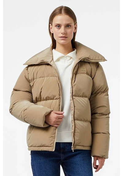 Lacoste Down Fill Jacket Kaztüyü Dolgu Dik Yaka Açık Kahverengi Kadın Mont Kahverengi