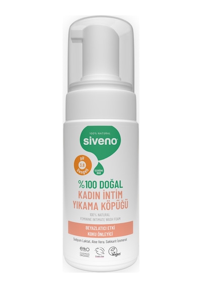 Siveno %100 Doğal İntim Yıkama Köpüğü Beyazlatıcı Etkili Koku Önleyici Ph 3.8 100 Ml
