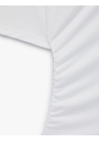 Koton Slim Fit Drape Detaylı Omzu Açık Kayık Yaka Tişört Beyaz 6sak50414ek