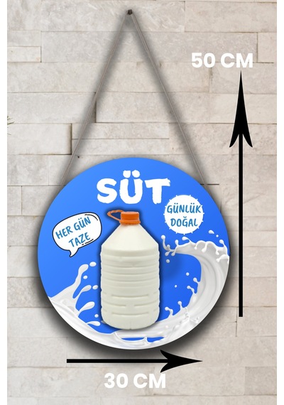 Günlük Süt Dükkanı İçin Duvar, Kapı, Çift Taraflı Askılı Pano Karşılama Tabelası, Süt Mandıra Süsü