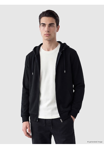 Lcwaıkıkı Classic Yeşil Kapüşonlu Erkek Fermuarlı Sweatshirt