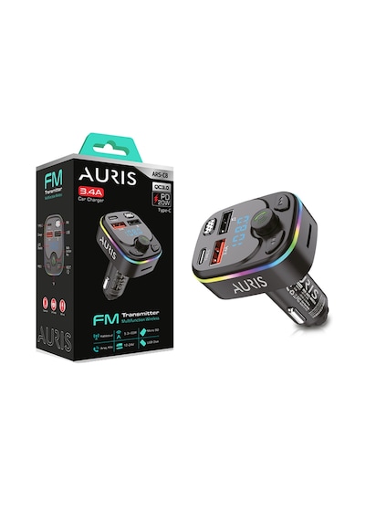 Auris Ars-c8 Bluetooth/usb Fm 20w 2usb+pd Rgb Fm Transmitter