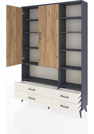 Arges Dolap 10 Raflı 4 Çekmeceli 2 Kapaklı 132x30x195 Antrasi... Antrasit Arges Dolap 10 Raflı 4 Çekmeceli 2 Kapaklı 132x30x195 Antrasi... Antrasit