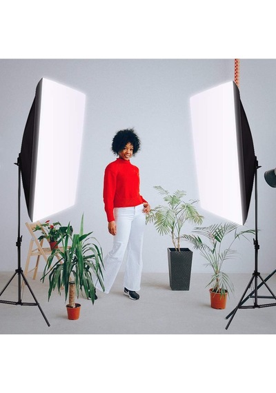 Tr 50x70cm Softbox Ikili Sürekli Işık Seti 50x70 Softbox Çiftli Strobist Set Taşıma Çantalı