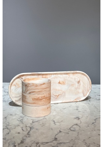 Marble Serisi Üçlü Çerezlik Kahve Tonları