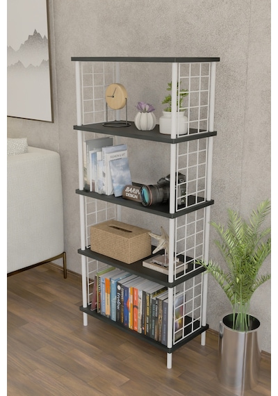 5 Raflı Beyaz Telli Metal Kitaplık Salon, Ofis, Çalışma Odası - Düzenleyici Çevir Tak Kolay Kurulum Antrasit 5 Raflı Beyaz Telli Metal Kitaplık Salon, Ofis, Çalışma Odası - Düzenleyici Çevir Tak Kolay Kurulum Antrasit