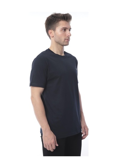 Slim Fit Kısa Kol Nakışlı %100 Pamuklu T-shirt Fs-003011 - Lacivert-2177