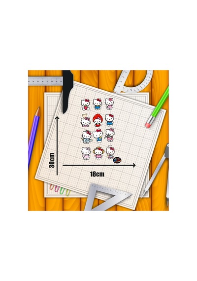 Hello Kitty Tatlı Düşler Sticker Seti 18x30 Cm 12 Adet Sevimli Karakterli Laptop Ve Defter Çıkartması
