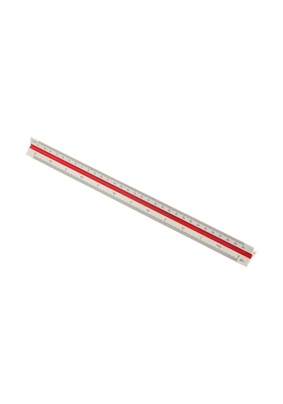 Kraf Mikyas Cetveli 30 CM. Beyaz - Kırmızı