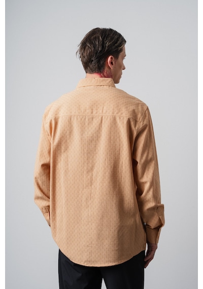 Respire Erkek Star Nakışlı Uzun Kollu Oversize Gömlek Camel