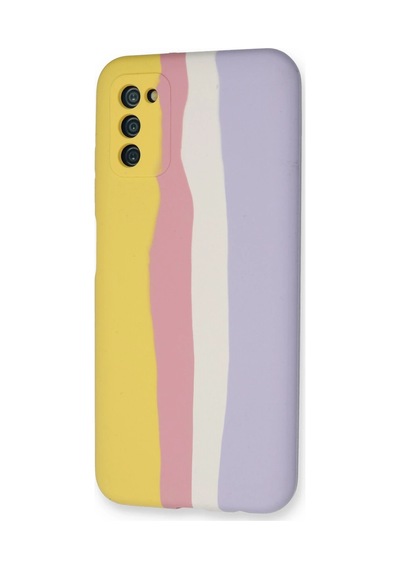 Newface - 386 - Samsung Galaxy A03s Kılıf Ebruli Lansman Silikon - Csmo-tex - - Sarı-mavi