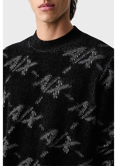 Armani Exchange Tamamı Logolu Regular Fit Bisiklet Yaka Kazak Erkek Kazak Xm002992 Af16916 Fc357 Siyah
